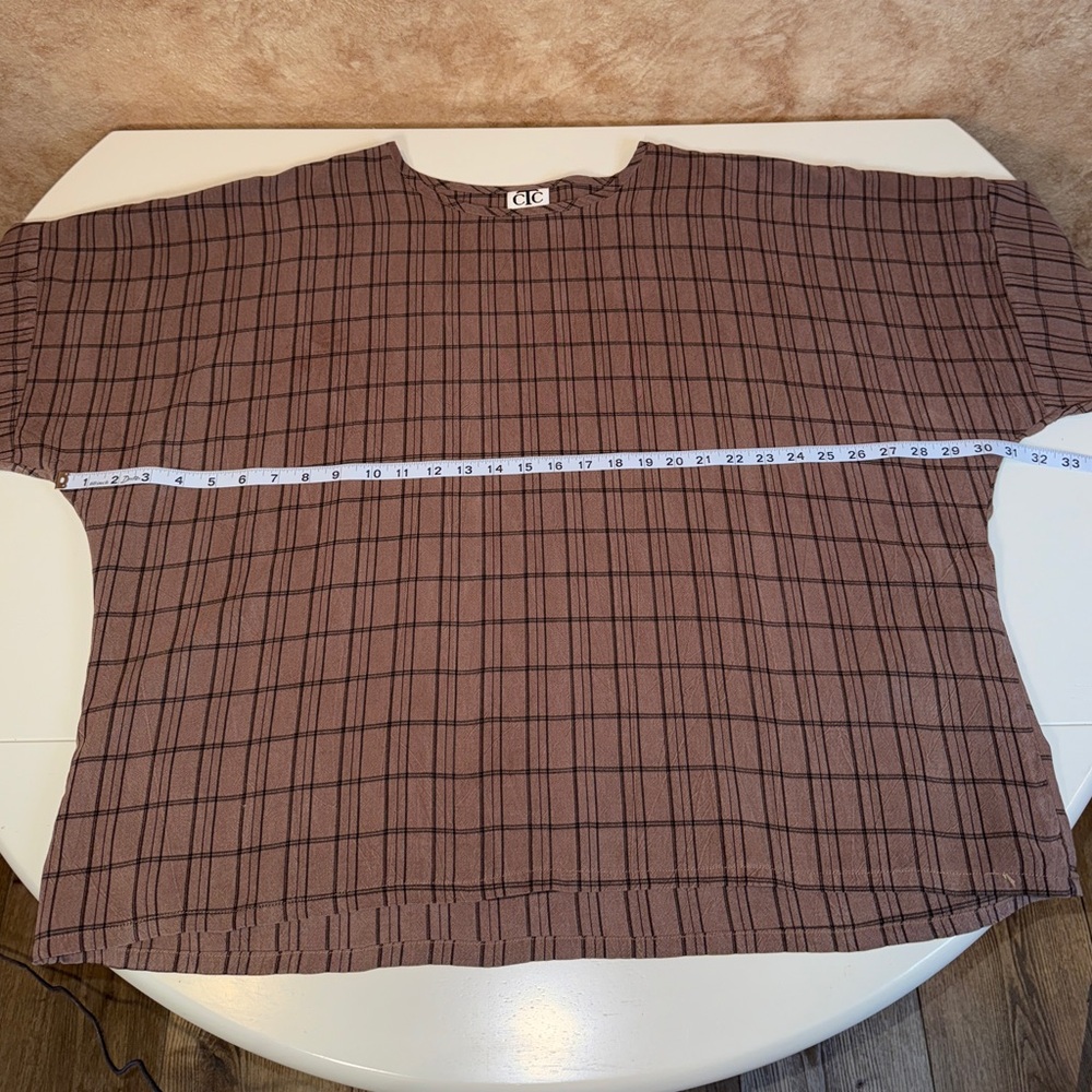 Carol Turner Collection CTC Dolman Top Oversized Boxy Brown/Black Plaid Size XL - Picture 6 of 11